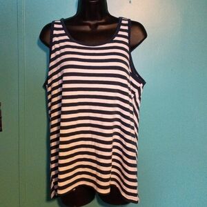 Time and Tru Black and White Striped Tank Top